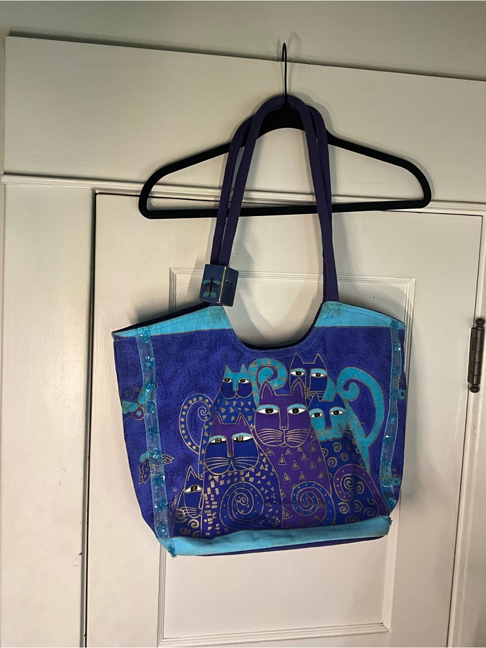 Vintage Laurel Burch Cat Print Tote Bag